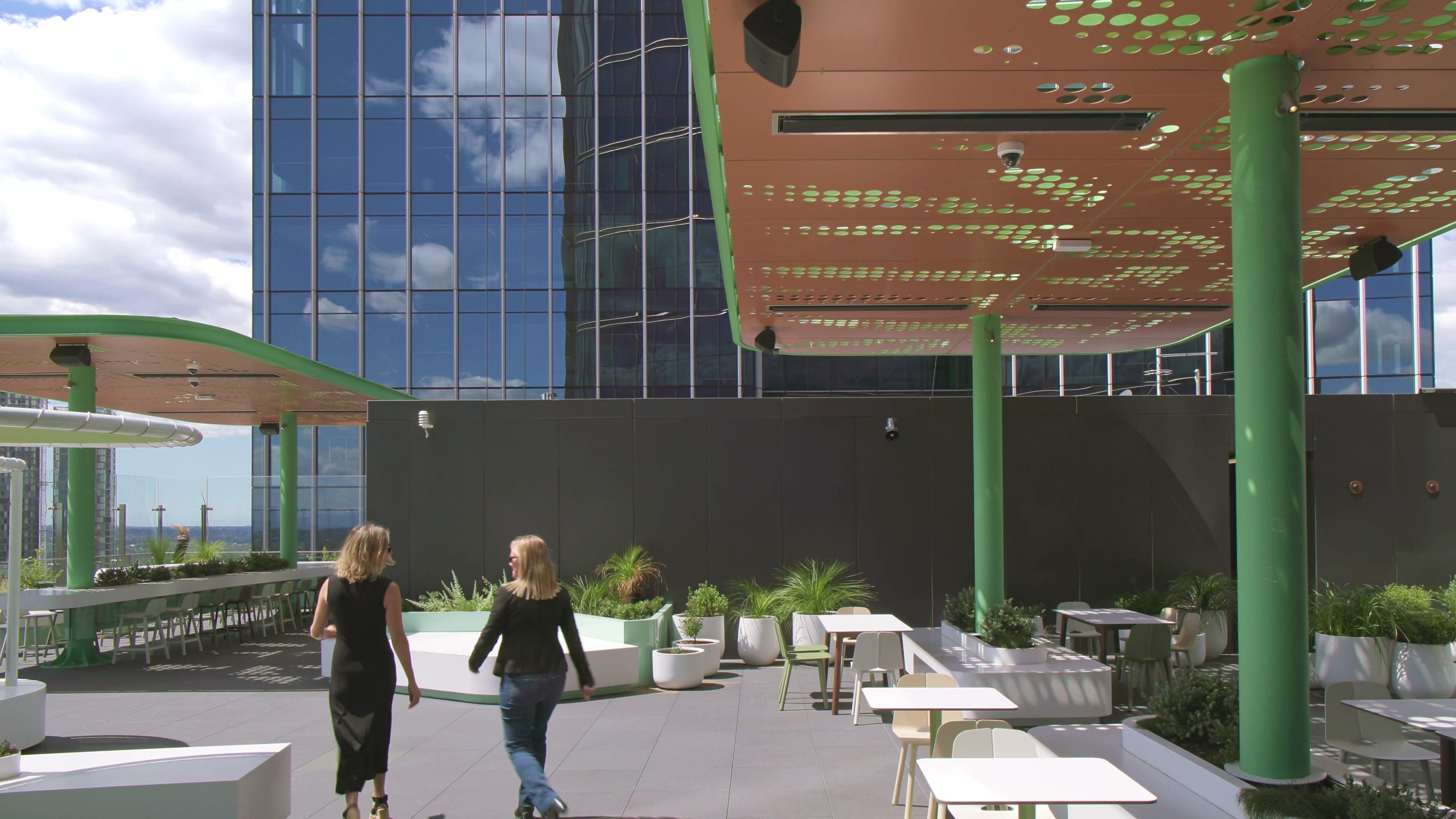 outdoor shade structure at westpac parrramatta. custom shade structure.