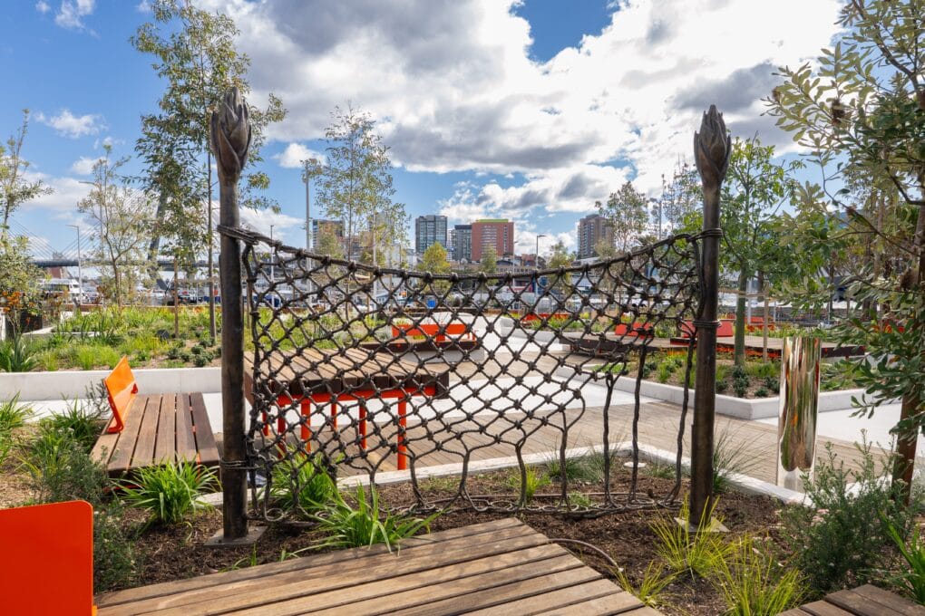 Nadeena Dixon's 'Birrang Narrami' artwork for the Sydney Fish Market