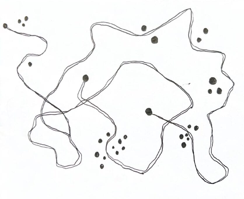 Alison Page's original concept sketch for 'Land of the Giant Pippies' artwork and waterplay at the Sydney Fish Market