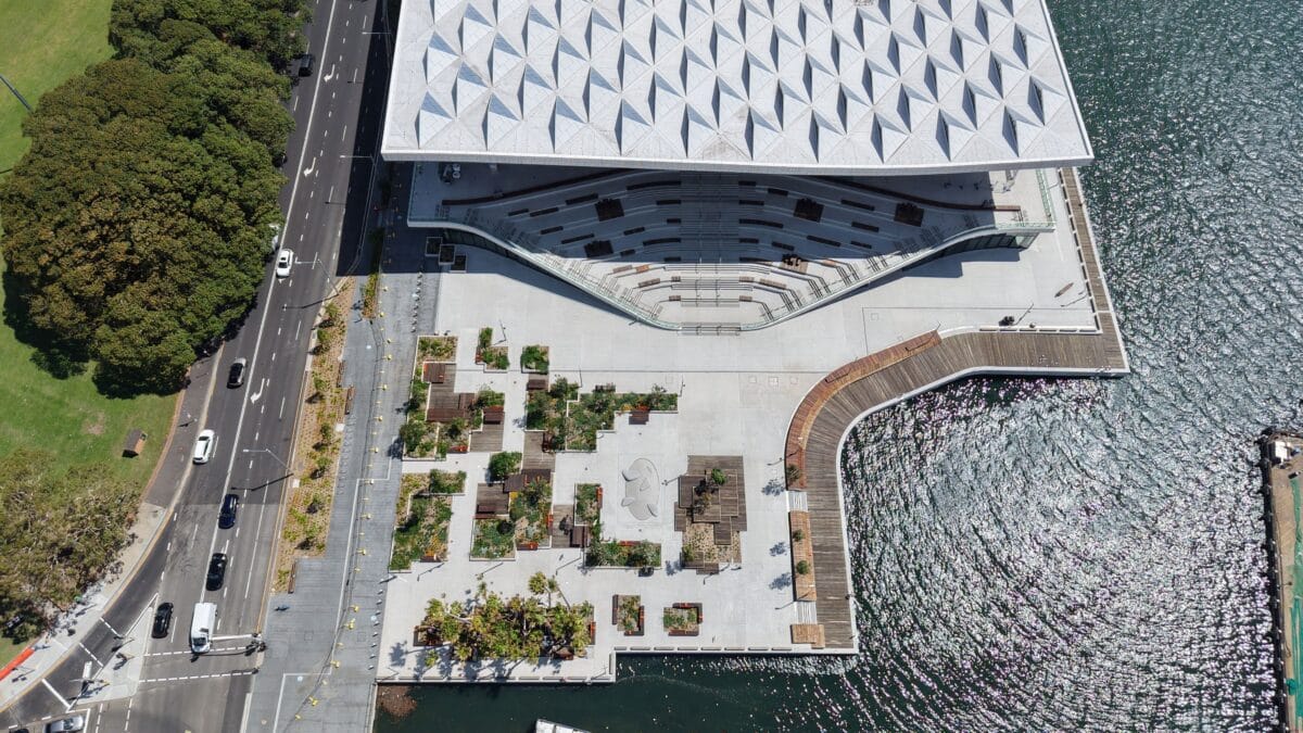 Alison Page's 'Land of the Giant Pippies' artwork and waterplay at the Sydney Fish Market