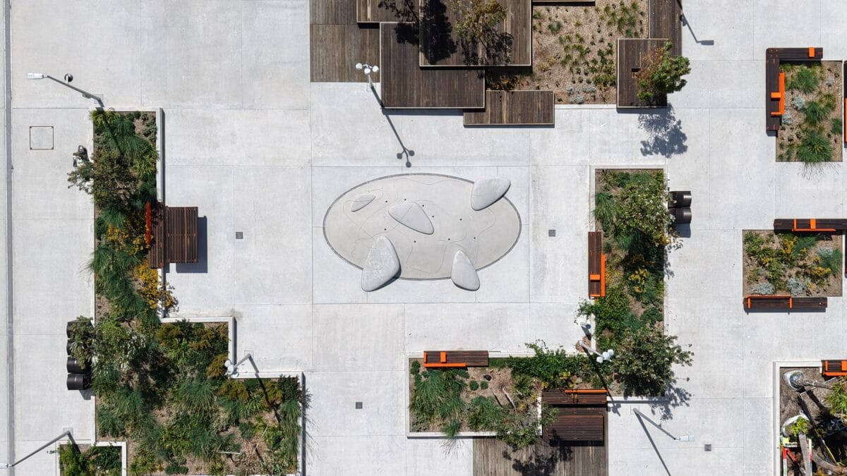 Alison Page's 'Land of the Giant Pippies' artwork and waterplay at the Sydney Fish Market
