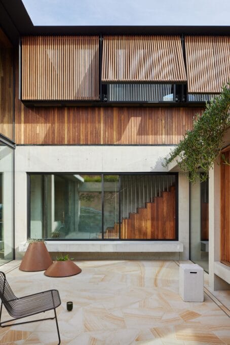 Operable tilt-up window screens at Castlecrag Courtyard. Downie North and Tilt Industrial Design.