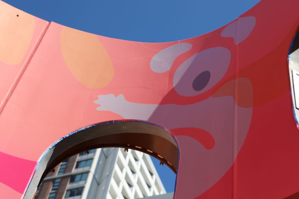 Painted play structures at Midtown MacPark, Tilt Industrial Design