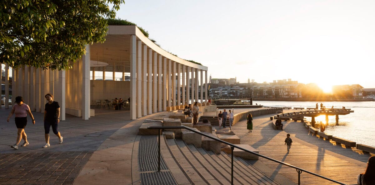 Pier Pavilion at Watermans Cove, Barangaroo, Sydney . Custom doors by Tilt Industrial Design